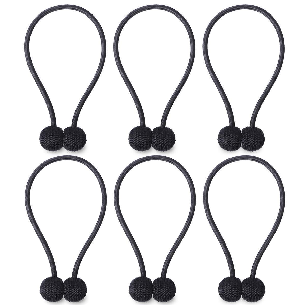 NZQXJXZ Curtain Tiebacks Magnetic, Drape Holders Holdbacks Decorative Weave Rope Clips Window Sheer Blackout Panels Home Office, Chocolate (Pack of 6)