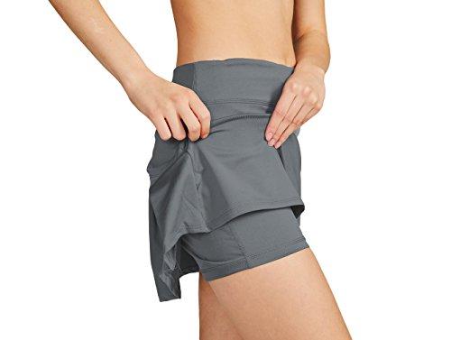 Cityoung Women's Casual Pleated Tennis Golf Skirt with Underneath Shorts Running Skorts