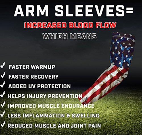 B-Driven Sports Pro-Fit Compersssion Arm Sleeves - 1-Pair, 30+ Designs, Adult/Youth Sizes, for Athletic and General Purpose Use.