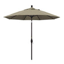 California Umbrella 9' Round Aluminum Market Umbrella, Crank Lift, Collar Tilt, White Pole, Sunbrella Pacific Blue