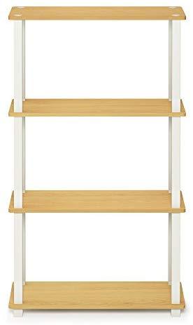 Furinno (99557BK/GY) Turn-N-Tube 4-Tier Multipurpose Shelf Display Rack - Black/Grey