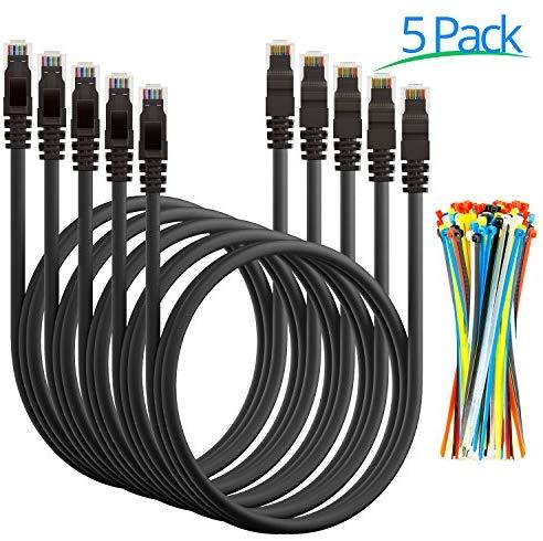 Maximm Ethernet Cable Cat6 Snagless - 6 Feet - Multi-Color - [5 Pack] - Pure Copper - UL Listed - Cable Ties Included