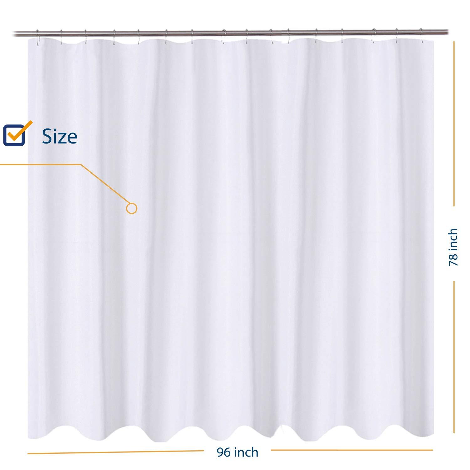 N&Y HOME Caregiver Attendant 36 inches Height Weighted Fabric Shower Curtain Machine Washable,Water Repellent Bathroom Curtains with Grommets, White, 48x36 inch