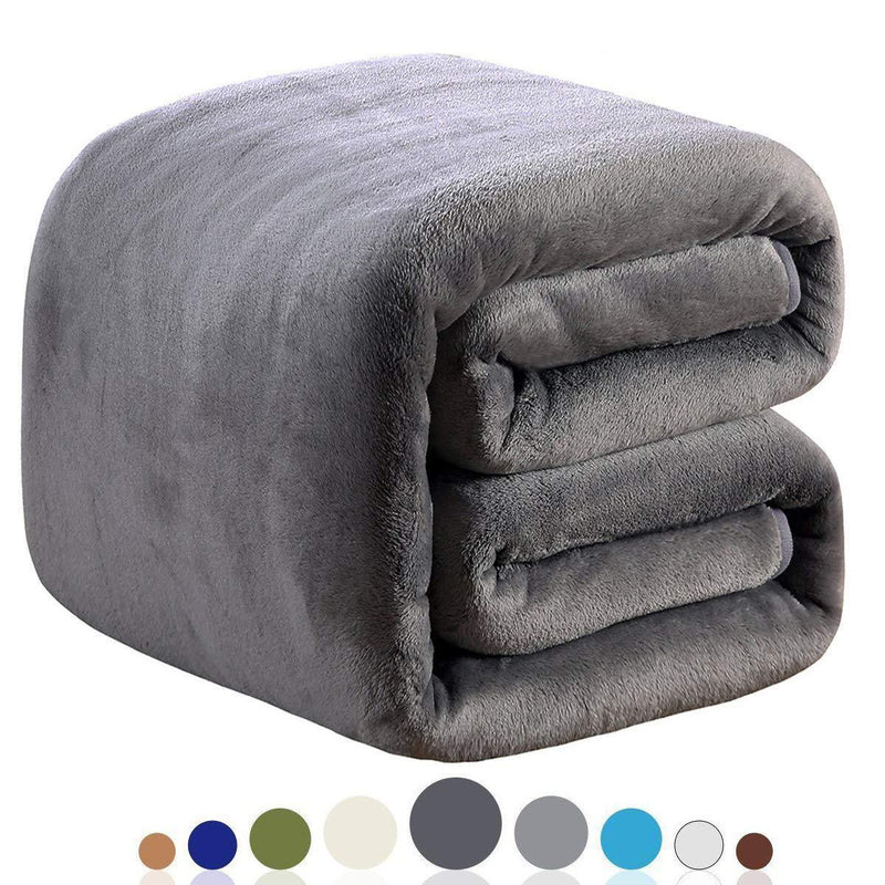 Richave Fleece Blanket King Size 350GSM Lightweight Blankets for The Bed Extra Soft Super Warm Sofa Throw 90" x 108"(Dark Grey King)