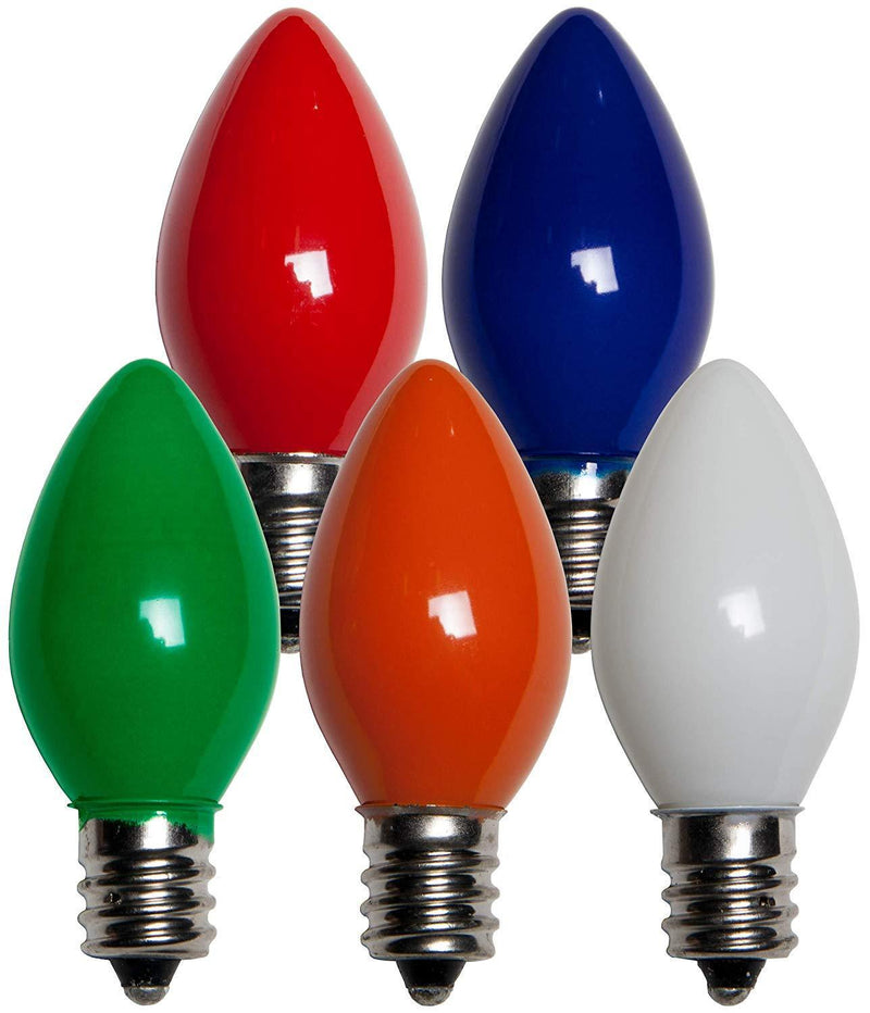 Wintergreen Lighting 25 Pack C7 Incandescent Replacement Bulbs 5w C7 Light Replacement Bulbs Christmas Color Light Bulbs, E12 Base (C7, Multicolor Twinkle Bulbs (7W))