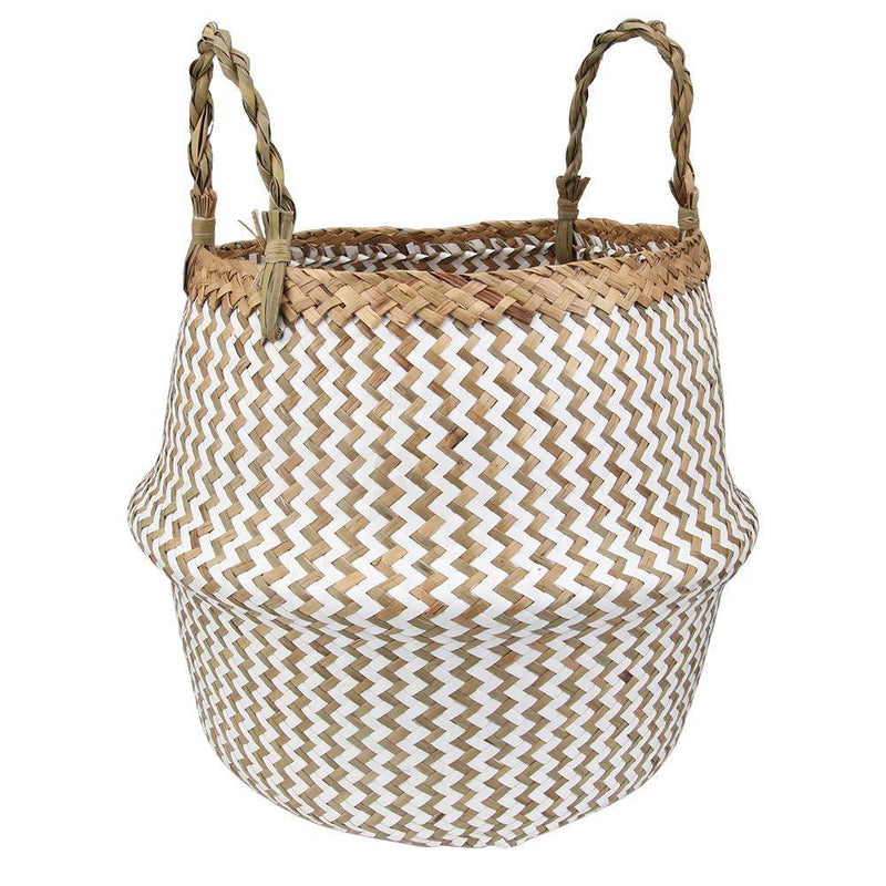 Natural Seagrass Belly Basket with Handles Seagrass Planter for Fig Indoor Plants