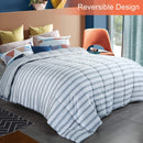 CHOKIT All Season Queen Stripe Comforter Soft Quilted Down Alternative Duvet Insert with Corner Loops, Reversible Fluffy Hotel Collection, Grey White Stripe, 88" x 88"
