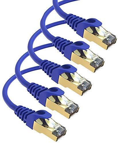 Maximm Cat7 Ethernet Cable, 15 Feet, Green, 5-Pack - Pure Copper - RJ45 Gold-Plated Snagless Connectors 600 MHz, 10 Gbps. for Fast Network & Computer Networking + Cable Clips and Ties