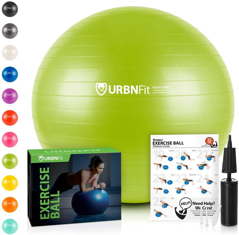 URBNFit Exercise Ball (Multiple Sizes) for Fitness, Stability, Balance and Yoga  Ball. Workout Guide and Quick Pump Included. Anti Burst Design Orange 65 CM  
