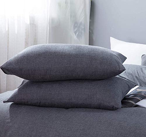 SORMAG 100% Washed Cotton Duvet Cover 3 Piece, Comforter Cover California King Size, Ultra Soft with Zipper Closure, Corner Ties, Simple Bedding Style, Gray White Plaid