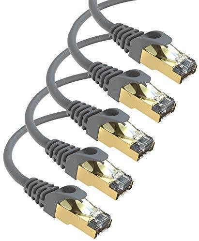 Maximm Cat7 Ethernet Cable, 15 Feet, Green, 5-Pack - Pure Copper - RJ45 Gold-Plated Snagless Connectors 600 MHz, 10 Gbps. for Fast Network & Computer Networking + Cable Clips and Ties