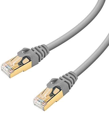 Maximm Cat7 Ethernet Cable, 15 Feet, Grey, 10-Pack - Pure Copper - RJ45 Gold-Plated Snagless Connectors 600 MHz, 10 Gbps. for Fast Network & Computer Networking + Cable Clips and Ties