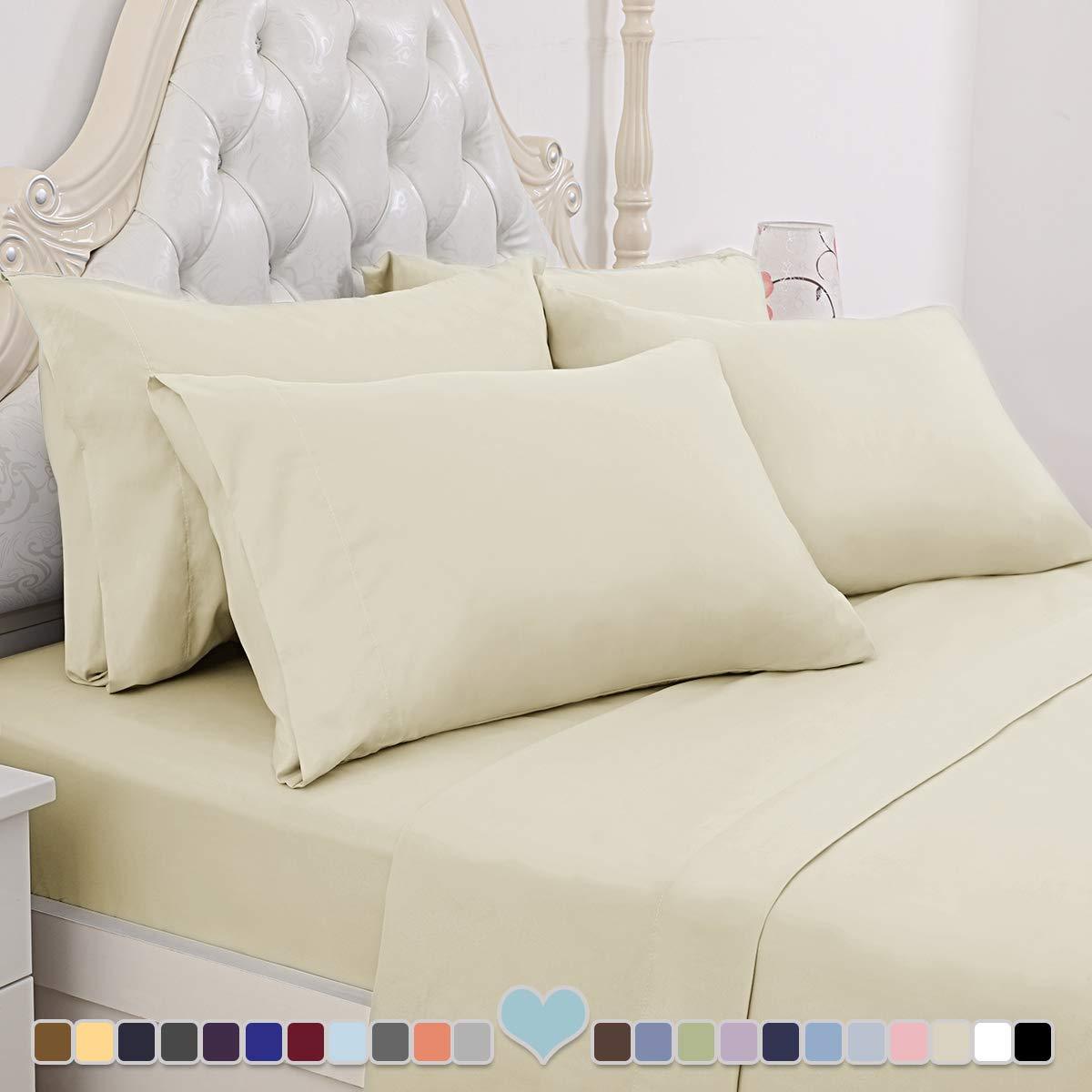 BYSURE Hotel Luxury Bed Sheets Set 4 Piece(Twin, Black) - Super Soft 1800 Thread Count 100% Microfiber Sheets with Deep Pockets, Wrinkle & Fade Resistant