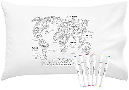 Oh, Susannah Donut Coloring Pillowcase Kit (1 Pillow Cover 20 by 30 Inches) with Permanent Fabric Markers Included Kindergarten Color Your Own Pillow Cover Doodle Pillowcase