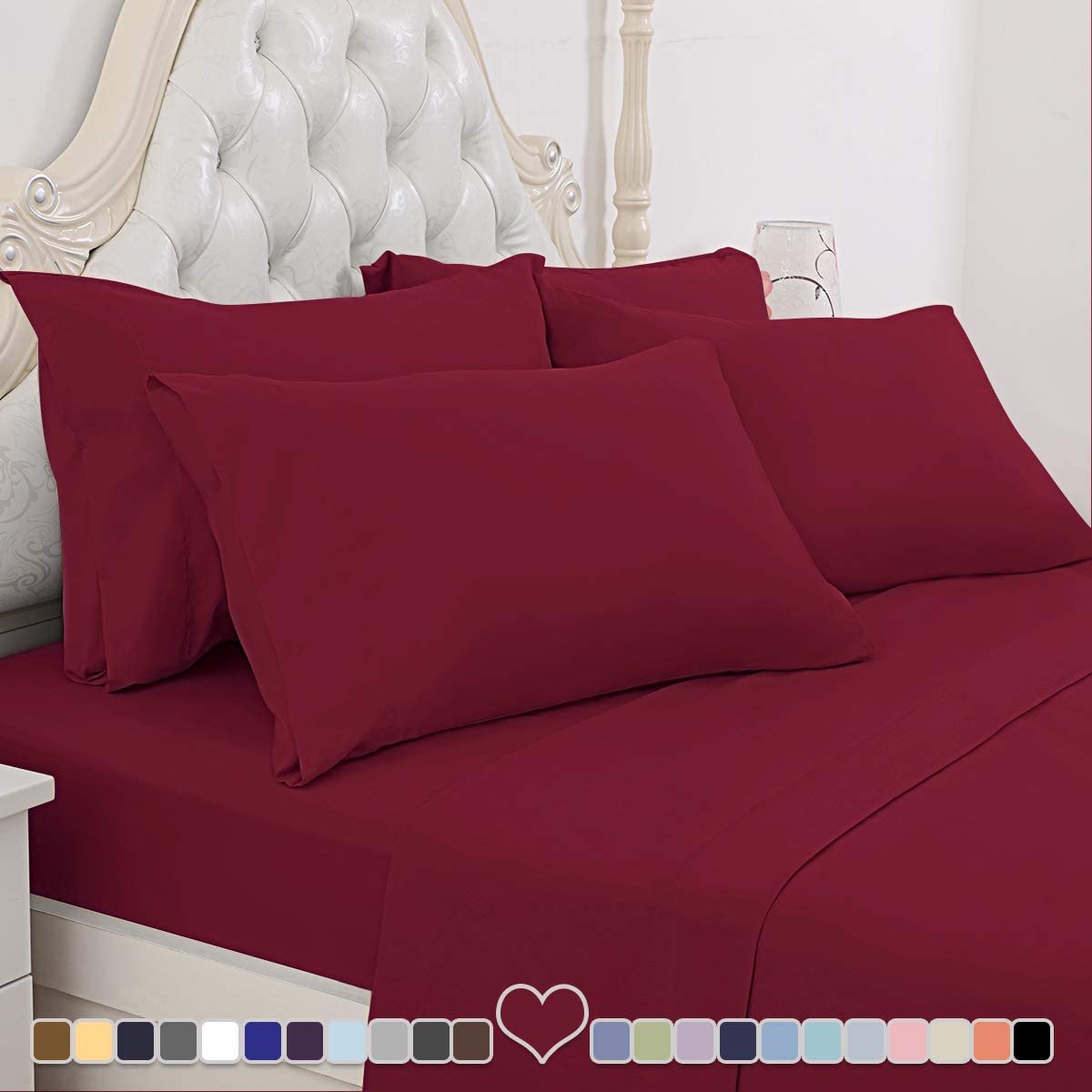 BYSURE Hotel Luxury Bed Sheets Set 4 Piece(Twin, Black) - Super Soft 1800 Thread Count 100% Microfiber Sheets with Deep Pockets, Wrinkle & Fade Resistant