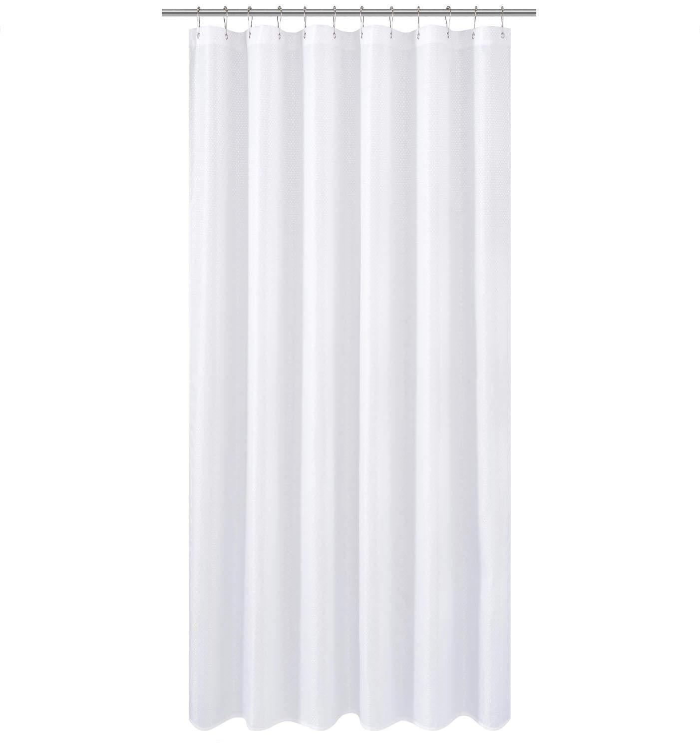 N&Y HOME Caregiver Attendant 36 inches Height Weighted Fabric Shower Curtain Machine Washable,Water Repellent Bathroom Curtains with Grommets, White, 48x36 inch