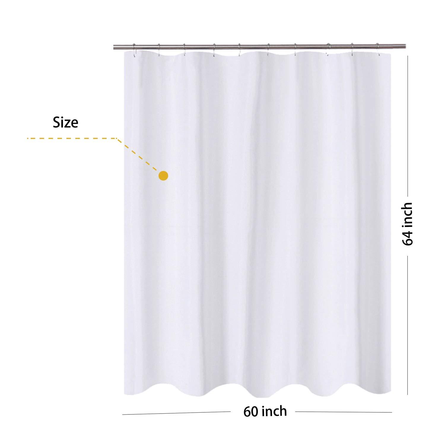 N&Y HOME Extra Long Shower Curtain Liner Fabric 72 x 96 inches, Hotel Quality, Washable, Water Repellent, White Spa Bathroom Curtains with Grommets, 72x96