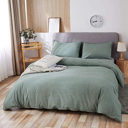 SORMAG 100% Washed Cotton Duvet Cover 3 Piece, Comforter Cover California King Size, Ultra Soft with Zipper Closure, Corner Ties, Simple Bedding Style, Gray White Plaid