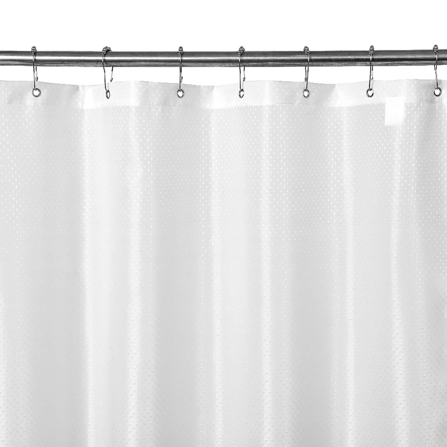 N&Y HOME Caregiver Attendant 36 inches Height Weighted Fabric Shower Curtain Machine Washable,Water Repellent Bathroom Curtains with Grommets, White, 48x36 inch