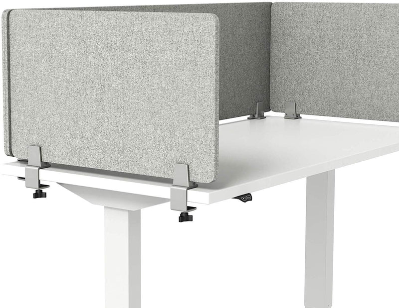 VaRoom Acoustic Desktop Privacy Divider, 23”W x 18”H Sound Absorbing Clamp-on Cubicle Desk Divider Partition Panel in Light Grey Tackable Fabric