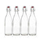 Seacoast Clear Glass Bottle with Swing Top Stopper, 33.75 Oz Round Pack of 4