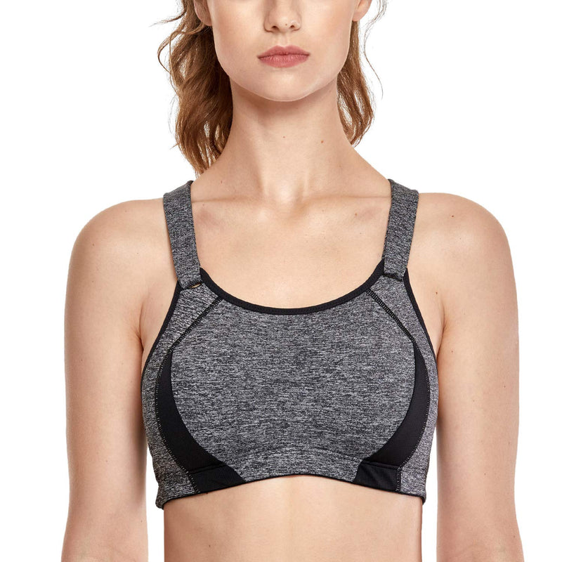 SYROKAN Women's Front Adjustable Lightly Padded Wirefree Racerback High Impact Sports Bra