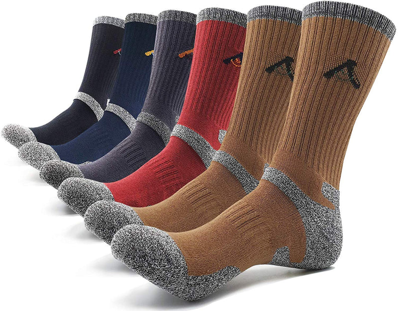 PEACE OF FOOT Hiking Socks boot socks For Mens 6(5+1) Pairs Multi Sports Trekking Climbing Camping working Crew Socks