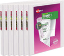 Avery Durable View Binder, 1/2" Slant Rings, 120-Sheet Capacity, DuraHinge, White, Pack of 6 (17002)