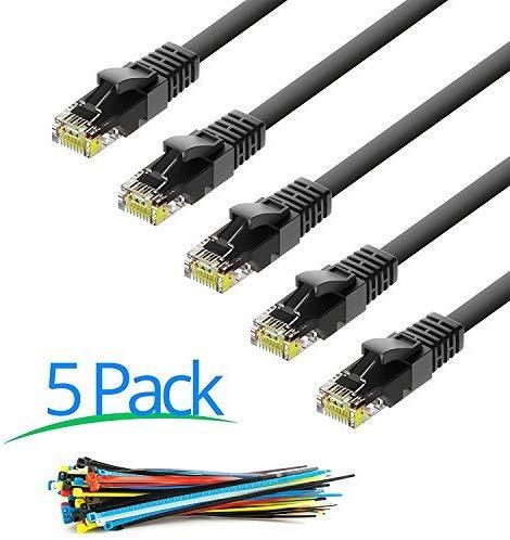 Maximm Ethernet Cable Cat6 Snagless - 6 Feet - Multi-Color - [5 Pack] - Pure Copper - UL Listed - Cable Ties Included