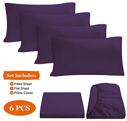 BYSURE Hotel Luxury Bed Sheets Set 4 Piece(Twin, Black) - Super Soft 1800 Thread Count 100% Microfiber Sheets with Deep Pockets, Wrinkle & Fade Resistant