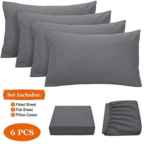 BYSURE Hotel Luxury Bed Sheets Set 4 Piece(Twin, Black) - Super Soft 1800 Thread Count 100% Microfiber Sheets with Deep Pockets, Wrinkle & Fade Resistant