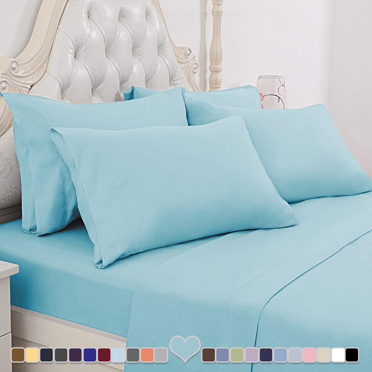 BYSURE Hotel Luxury Bed Sheets Set 4 Piece(Twin, Black) - Super Soft 1800 Thread Count 100% Microfiber Sheets with Deep Pockets, Wrinkle & Fade Resistant