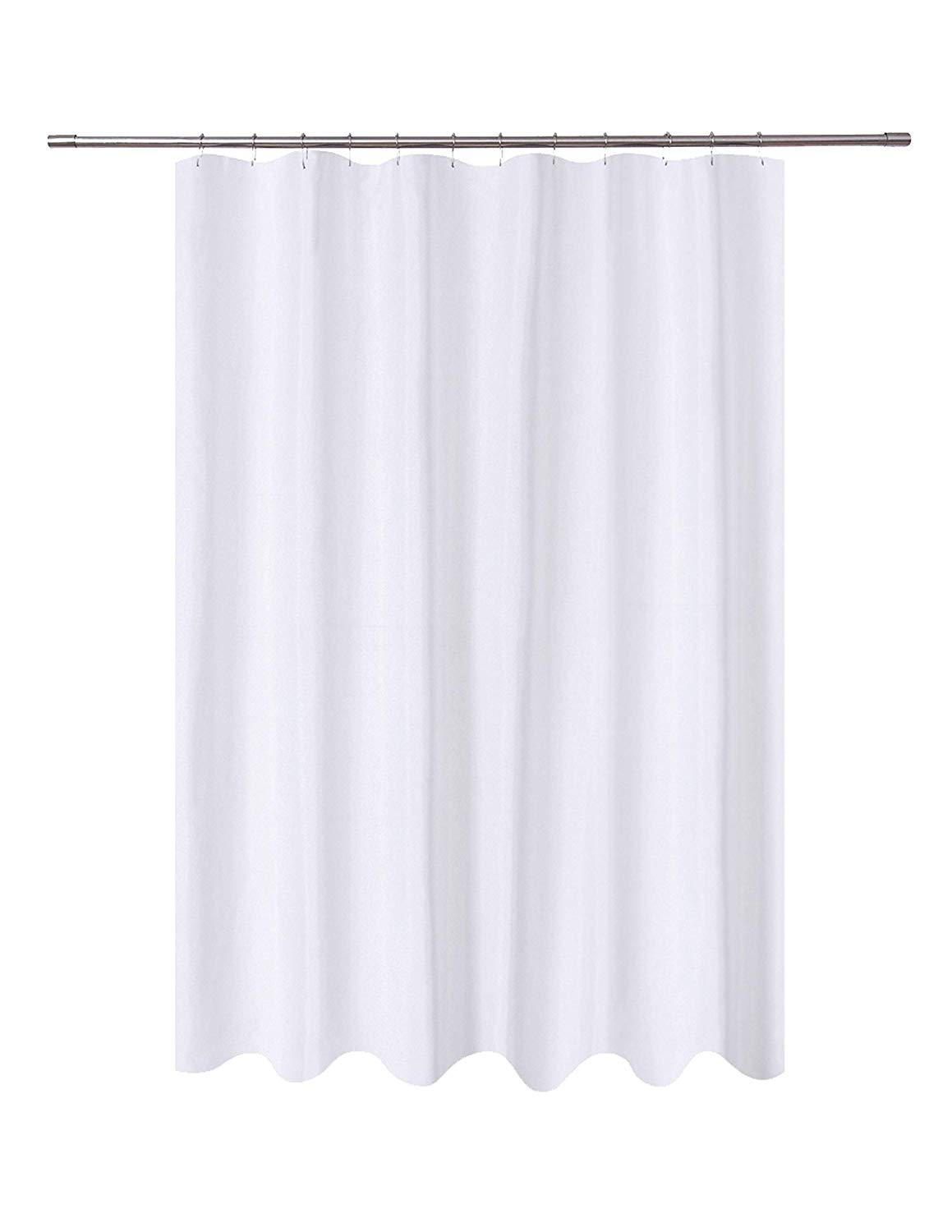 N&Y HOME Caregiver Attendant 36 inches Height Weighted Fabric Shower Curtain Machine Washable,Water Repellent Bathroom Curtains with Grommets, White, 48x36 inch