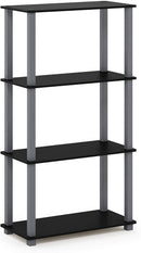 Furinno (99557BK/GY) Turn-N-Tube 4-Tier Multipurpose Shelf Display Rack - Black/Grey