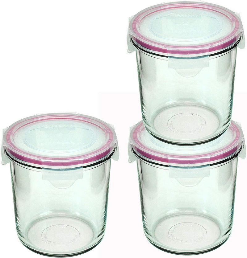 Glasslock RP529 Round Oven Safe Food Glass Container, 720ML (24Ounce), Set of 3