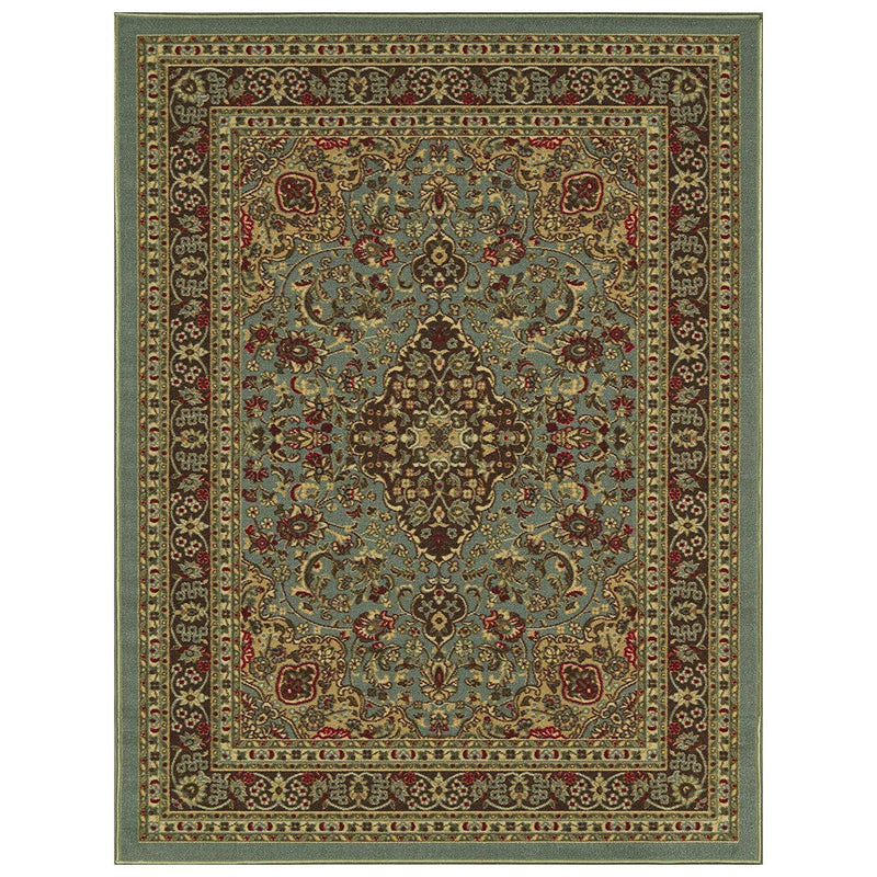 Ottomanson Ottohome Collection Persian Heriz Oriental Design with Non-Skid (Non-Slip) Rubber Backing Area Rug,5'0"X6'6"., Sage Green/Aqua Blue