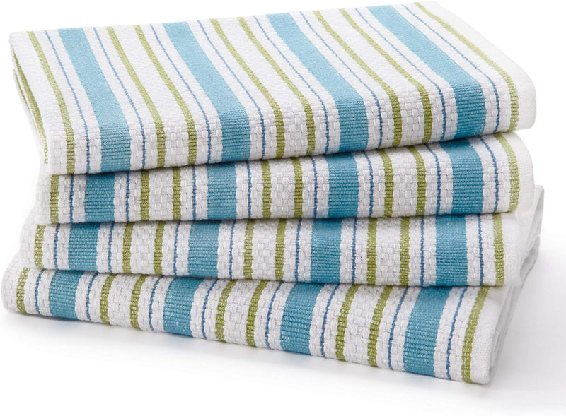 COTTON CRAFT - 12 Pack - Twill Stripe Kitchen Towel - Multi- 100% Cotton - Oversized 16x28 - Modern Clean Striped Pattern