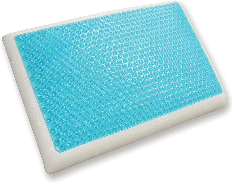 Dapper Display Cool Gel Reversible Gel and Memory Foam Bed Pillow - Light Blue/White, Standard