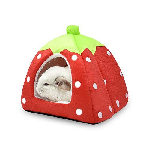 Spring Fever Small Big Animal Strawberry Guinea Pigs Rabbit Dog Cat Puppy Pet Fleece House Indoor Water Resistant Beds