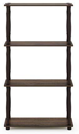 Furinno (99557BK/GY) Turn-N-Tube 4-Tier Multipurpose Shelf Display Rack - Black/Grey