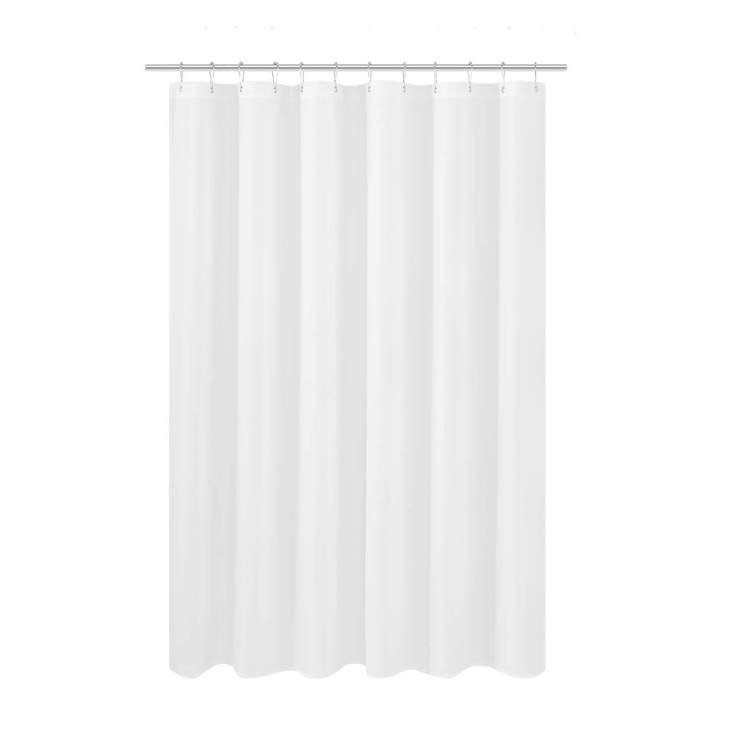 N&Y HOME Extra Long Shower Curtain Liner Fabric 72 x 96 inches, Hotel Quality, Washable, Water Repellent, White Spa Bathroom Curtains with Grommets, 72x96