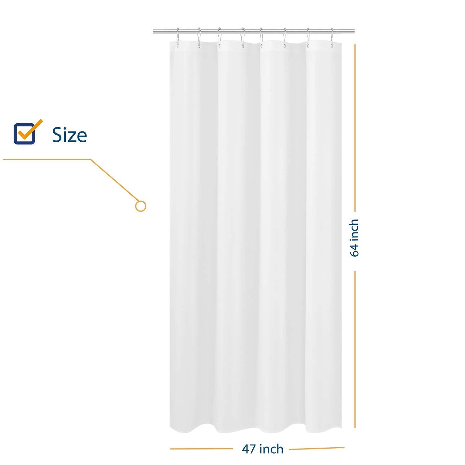N&Y HOME Caregiver Attendant 36 inches Height Weighted Fabric Shower Curtain Machine Washable,Water Repellent Bathroom Curtains with Grommets, White, 48x36 inch