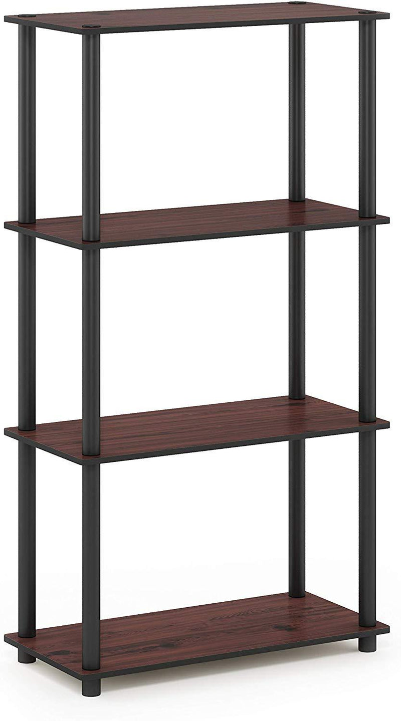 Furinno (99557BK/GY) Turn-N-Tube 4-Tier Multipurpose Shelf Display Rack - Black/Grey