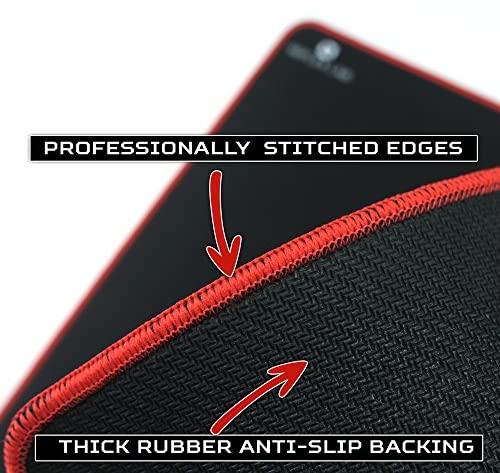 GGLTECK Large Extended Gaming Mouse Pad Mat XXL, Stitched Edges, Waterproof, Ultra Thick 5mm, Wide & Long Mousepad 36”x12”x.20" Red
