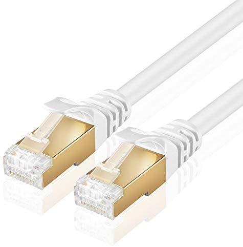 TNP Cat6 Ethernet Patch Cable (10 Feet) - Professional Gold Plated Snagless RJ45 Connector Computer Networking LAN Wire Cord Plug Premium Shielded Twisted Pair (White)