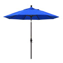 California Umbrella 9' Round Aluminum Market Umbrella, Crank Lift, Collar Tilt, White Pole, Sunbrella Pacific Blue