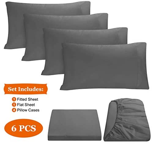 BYSURE Hotel Luxury Bed Sheets Set 4 Piece(Twin, Black) - Super Soft 1800 Thread Count 100% Microfiber Sheets with Deep Pockets, Wrinkle & Fade Resistant