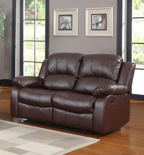 Homelegance Resonance 83" Bonded Leather Double Reclining Sofa, Brown