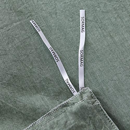 SORMAG 100% Washed Cotton Duvet Cover 3 Piece, Comforter Cover California King Size, Ultra Soft with Zipper Closure, Corner Ties, Simple Bedding Style, Gray White Plaid