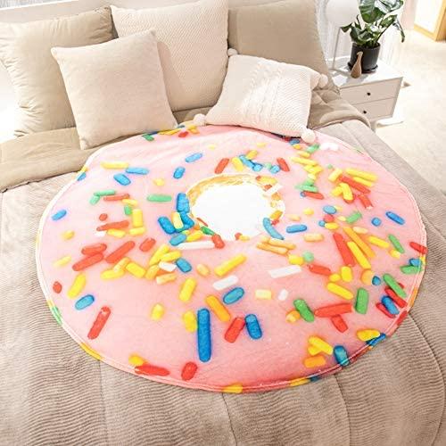 LetsFunny Realistic Food Novelty Blanket, Soft and Cozy Fleece, Perfectly Round Tortilla Throws Blanket (Donut&Coffee, 59 inches)